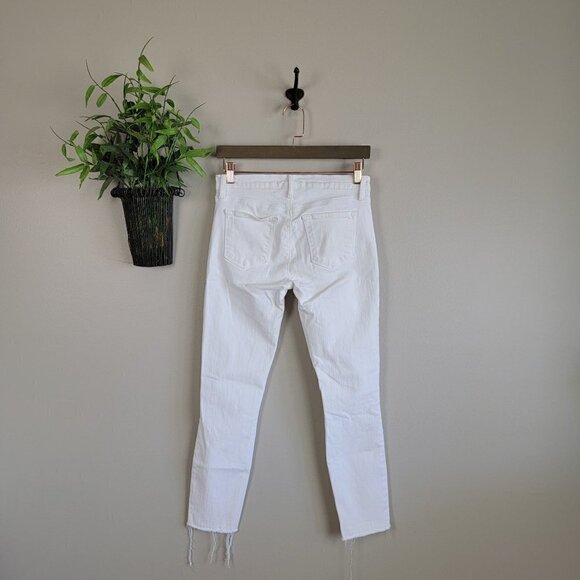 J Brand Cropped White Demented Distressed Skinny Ankle Frayed Mid Rise Jeans 27 - Picture 15 of 16